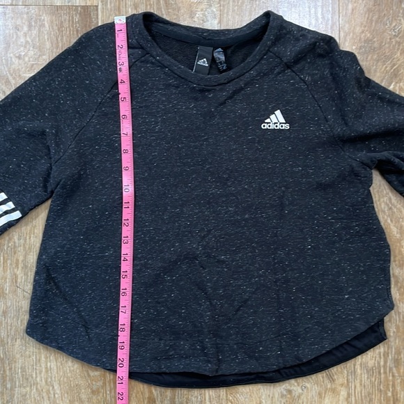 Adidas Black Cropped Sweatshirt Pullover Stripes Sport 2 Street Women’s M EUC - Picture 7 of 9